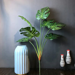 70cm 7 Fork Tropical Monstera Large Artificial Tree Branch Fake Plants Real Touch Turtle Leaf Plastic Palm Leaves For Home Decor