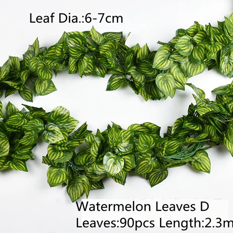 10 Style 1pc Artificial Decoration Vivid Vine Rattan Leaf Vagina Grass Plants Grape Leaves For Home Garden Party Decor B1015