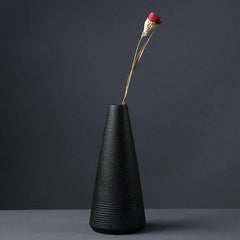 Black as Night Textured Ceramic Vases