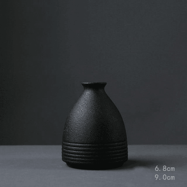 Black as Night Textured Ceramic Vases