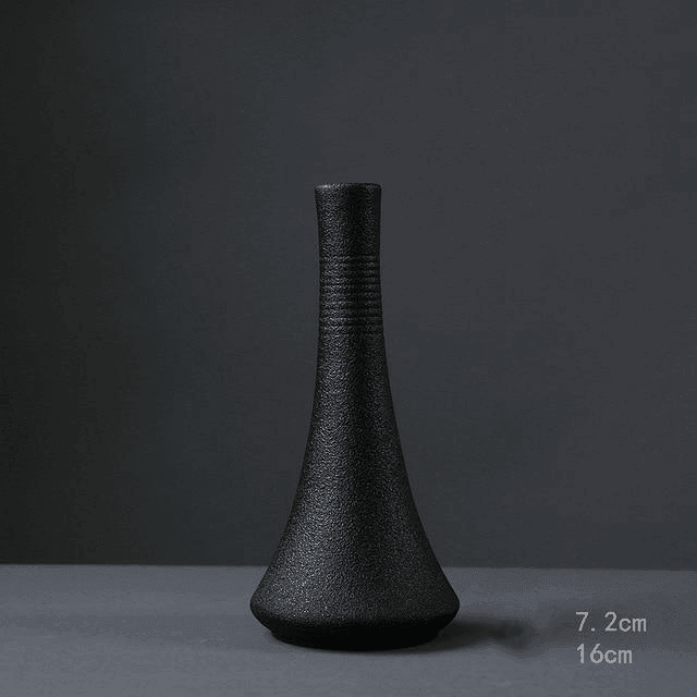 Black as Night Textured Ceramic Vases