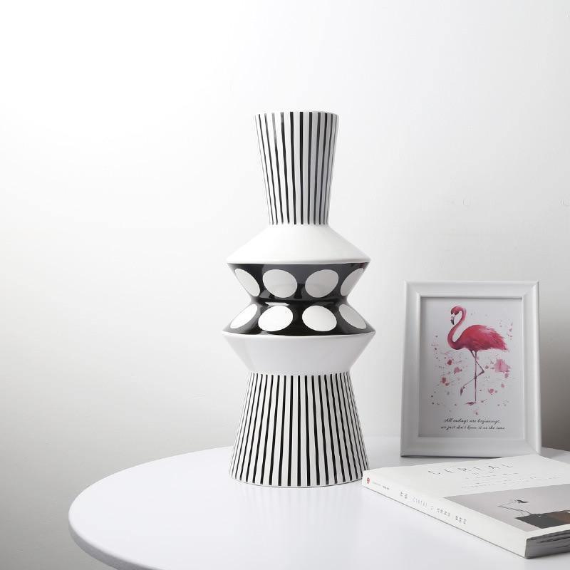 Black And White  Geometric Vases