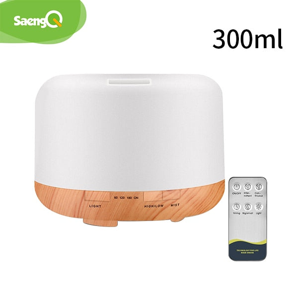 saengQ Electric Aroma Diffuser Air Humidifier 300ML 500ML 1000ML Ultrasonic Cool Mist Maker Fogger LED Essential Oil Diffuser